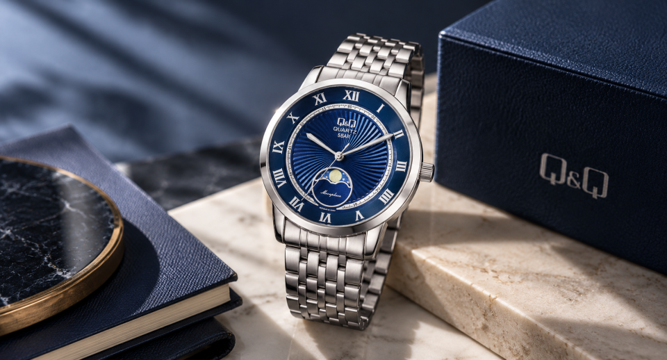 jam tangan moonphase Q&Q