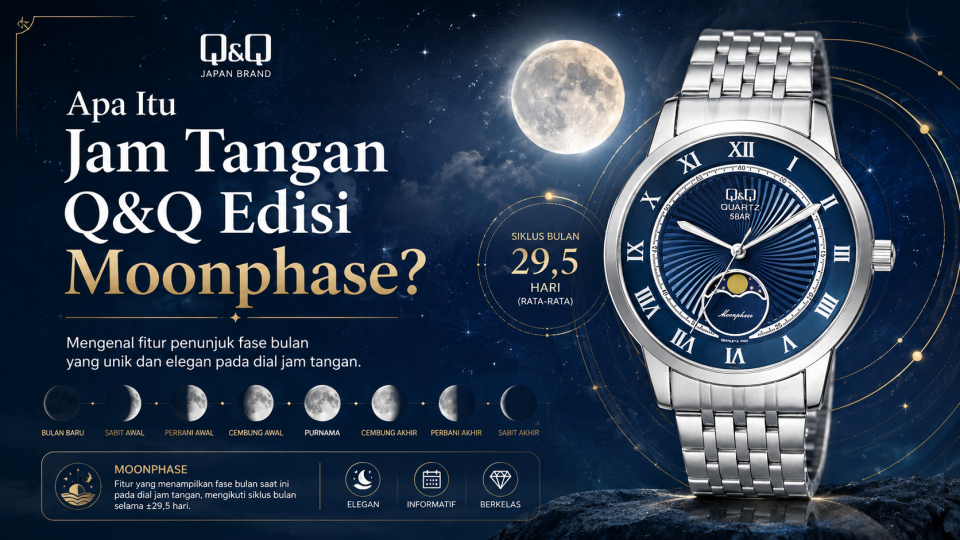 jam tangan moonphase Q&Q