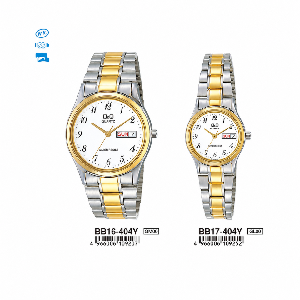 Q&Q BB16-404Y & BB17-404Y Jam Tangan Couple